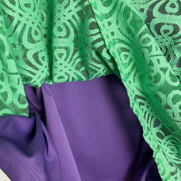 Isaac Mizrahi Live Womens Shirt Large Purple Shell with Green Lace Overlay 2X - Picture 3 of 13